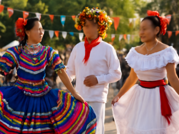 Penari rakyat Meksiko tampil di festival dengan kostum tradisional dari Jalisco, Totonak, dan Veracruz