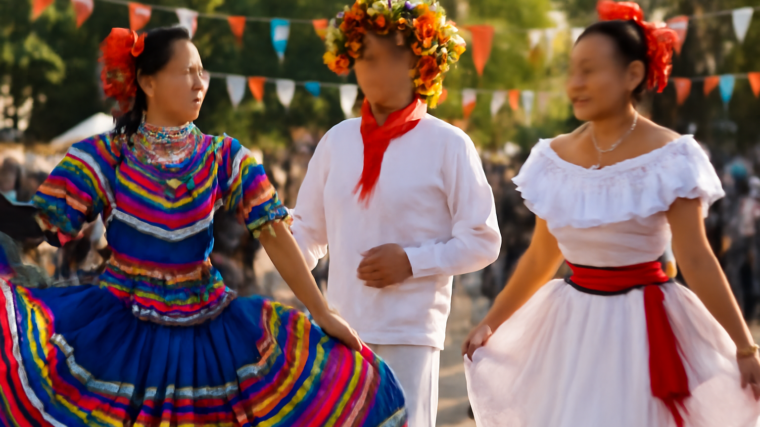 Penari rakyat Meksiko tampil di festival dengan kostum tradisional dari Jalisco, Totonak, dan Veracruz